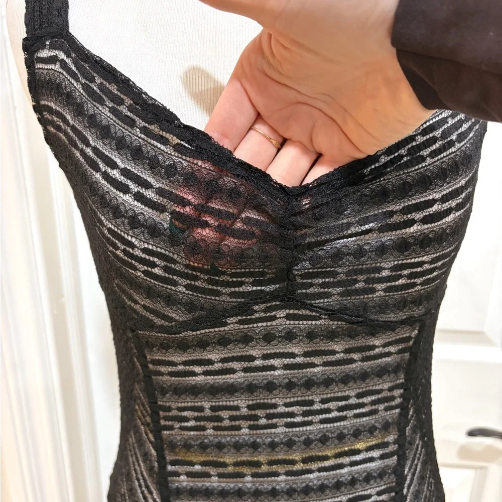 Free People Black Love Story Lace Maxi Slip Dress with Texture Small - Picture 4 of 8